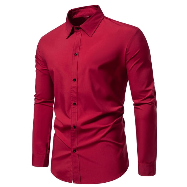Chemise à Manches Longues pour Hommes Chemise Décontractée Mode Col Rabattu Bouton Chemise à Manches Longues Blouse Chemises à Manches Longues pour Hommes
