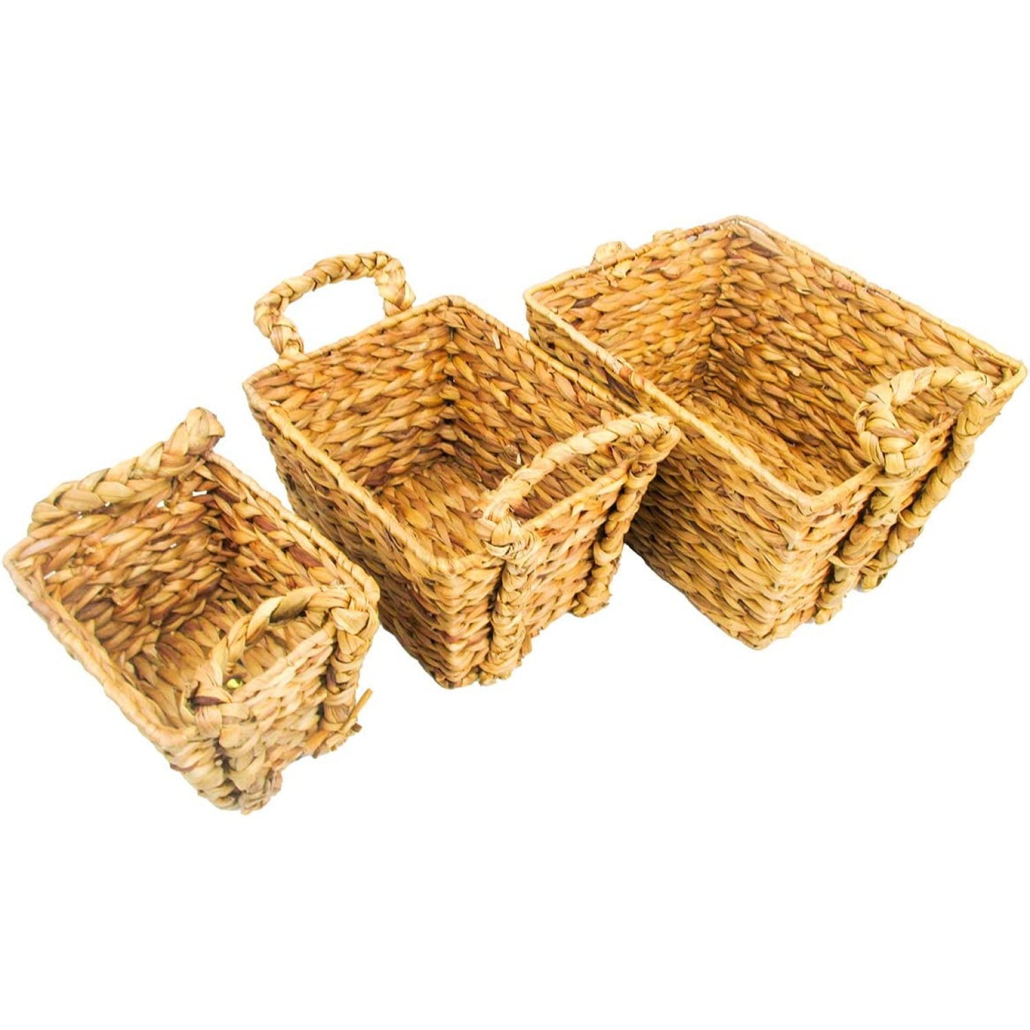 JaDAYon Water Hyacinth Braided Handled Nesting Baskets (Set of ), Set
