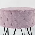 thumbnail image 6 of Home Soft Things Jacquard Faux Fur Round Ottoman, 18"x18"x18", Violet Ice, 6 of 9
