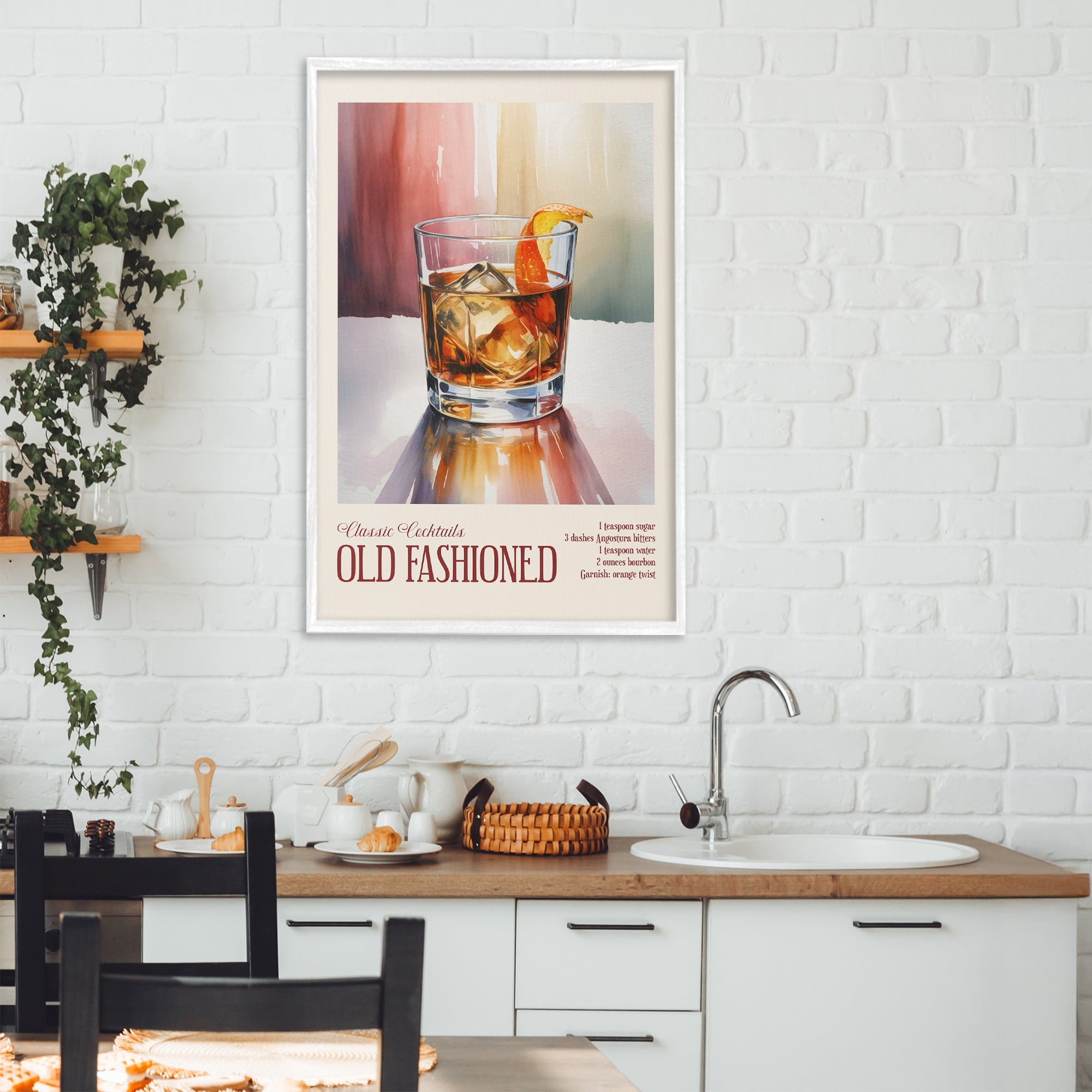 Stupell Industries Old Fashioned on Surface White Framed Giclee Art, design by Andreas Magnusson