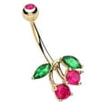 thumbnail image 1 of Solid 14k Gold Belly Button Ring (14 gauge) - Cherry Design, 1 of 2
