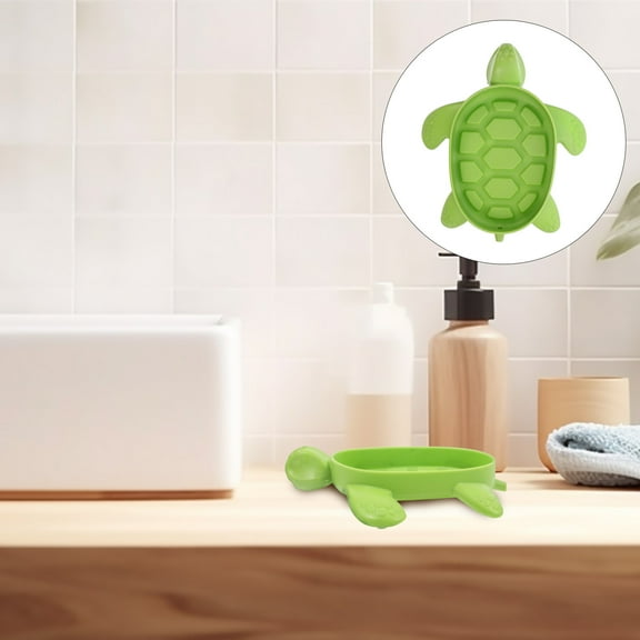 WHAMVOX Cute Turtle Shaped Soap Dish for Bathroom Decorative Creative Soap Holder for Kids and Household for Sponges and Liquid Soap Storage