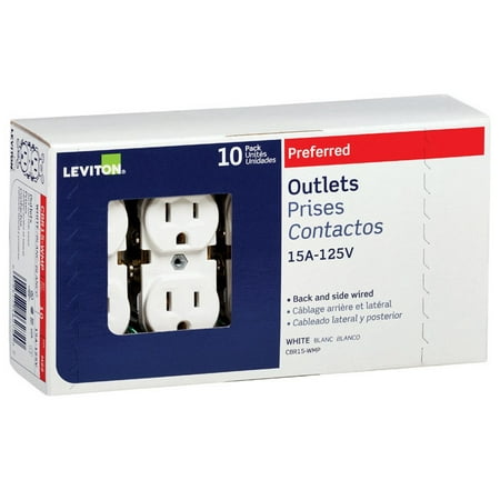 - Leviton CBR15-WMP Duplex Outlet Receptacle, 15 Amps, 125 Volts