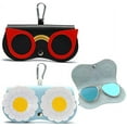 thumbnail image 1 of Estuche para gafas de dibujos animados para damas, 2 piezas (negro y azul), estuche para gafas de sol portátil, linda bolsa protectora para anteojos de viaje, estuche para gafas colgantes para damas c, 1 of 5