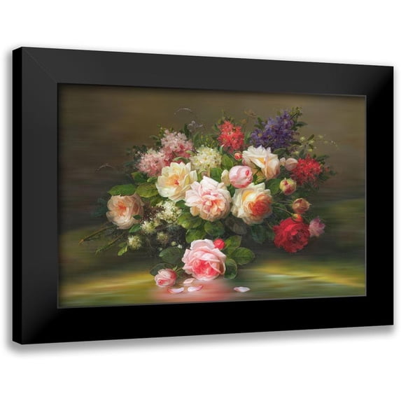 Viktoria 24x17 Black Modern Framed Museum Art Print Titled - A Basket with Flowers I