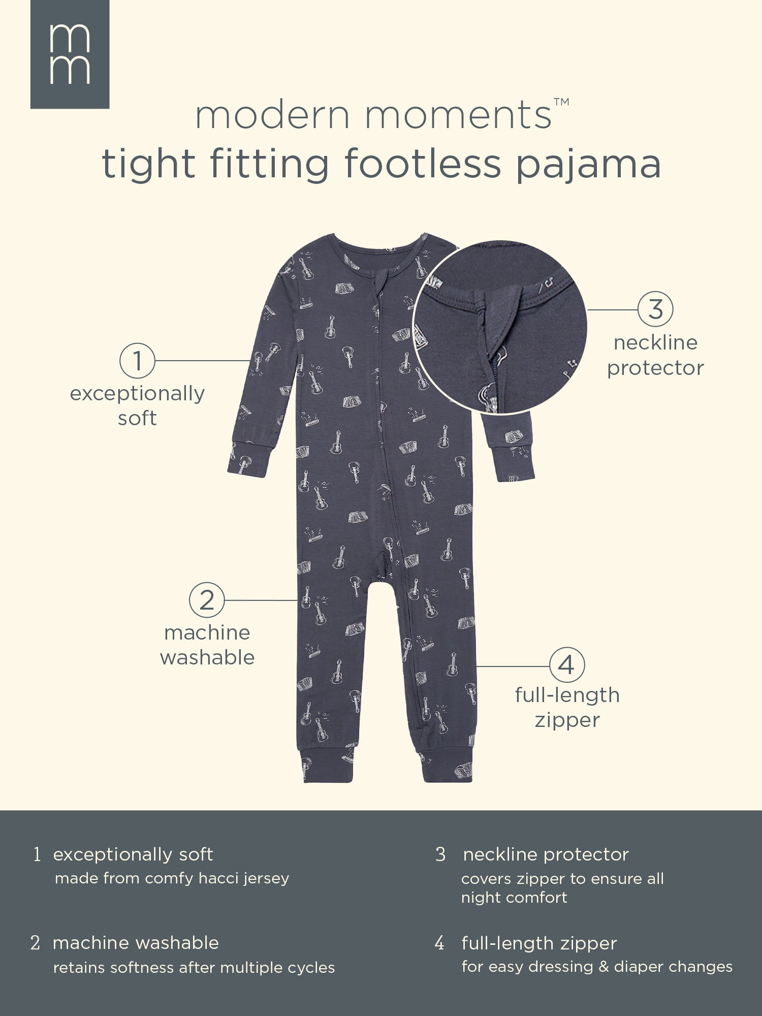 Modern Moments by Gerber Baby and Toddler Neutral Super Soft One-Piece Pajamas, Sizes 0/3 Months - 5T
