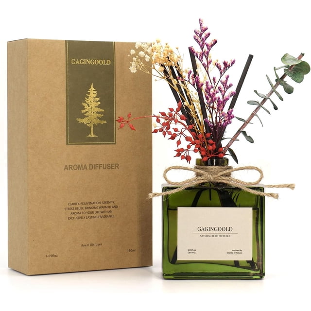GAGINGOOLD Reed Diffuser Set, 6 fl oz Sandalwood Scent Diffuser, Scented Reed Diffuser with Sticks, Reed Diffusers for Home Office Decor, Home Fragrance Gift for Men & Women (Warm Sandalwood)