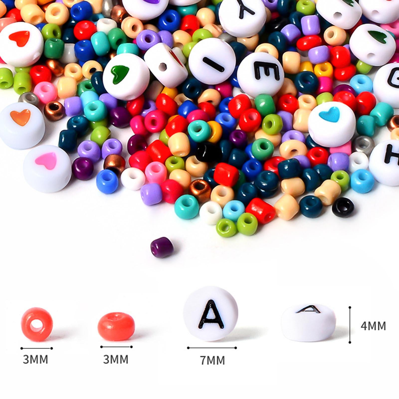 GUOOL 4000Pcs Glass Beads Starter Kit, 3mm Bracelet Beads for DIY Jewelry Making Earrings, Necklaces, Crafts, with Elastic Strings, Letter Beads
