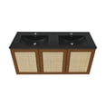 thumbnail image 4 of Classe 48" Wall-Mounted Bathroom Vanity in Brown Oak with Black Double Basin Sink Top, 4 of 5