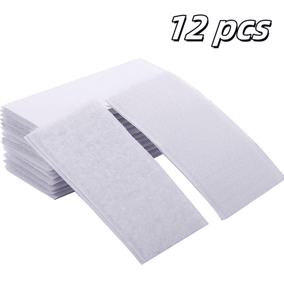 Hook and Loop Adhesive, Double Sided Mounting Tape for Wall Hanging Picture, Home, Office, School, No Holes Needed, White, 12 pack,2x4 inch