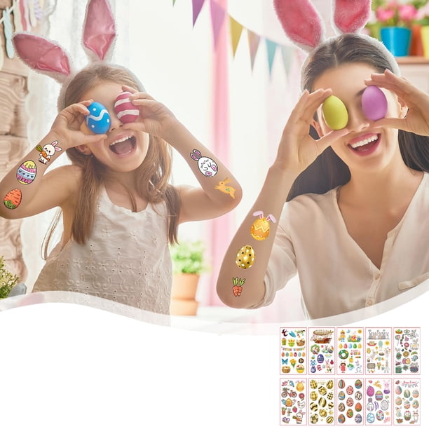 Decoraciones de Pascua, regalos de Pascua, adornos de Pascua, animación infantil, pegatinas de arte corporal de Pascua, lindo conejito para fiesta, regalos de fiesta, pegatinas temporales, pegatinas d