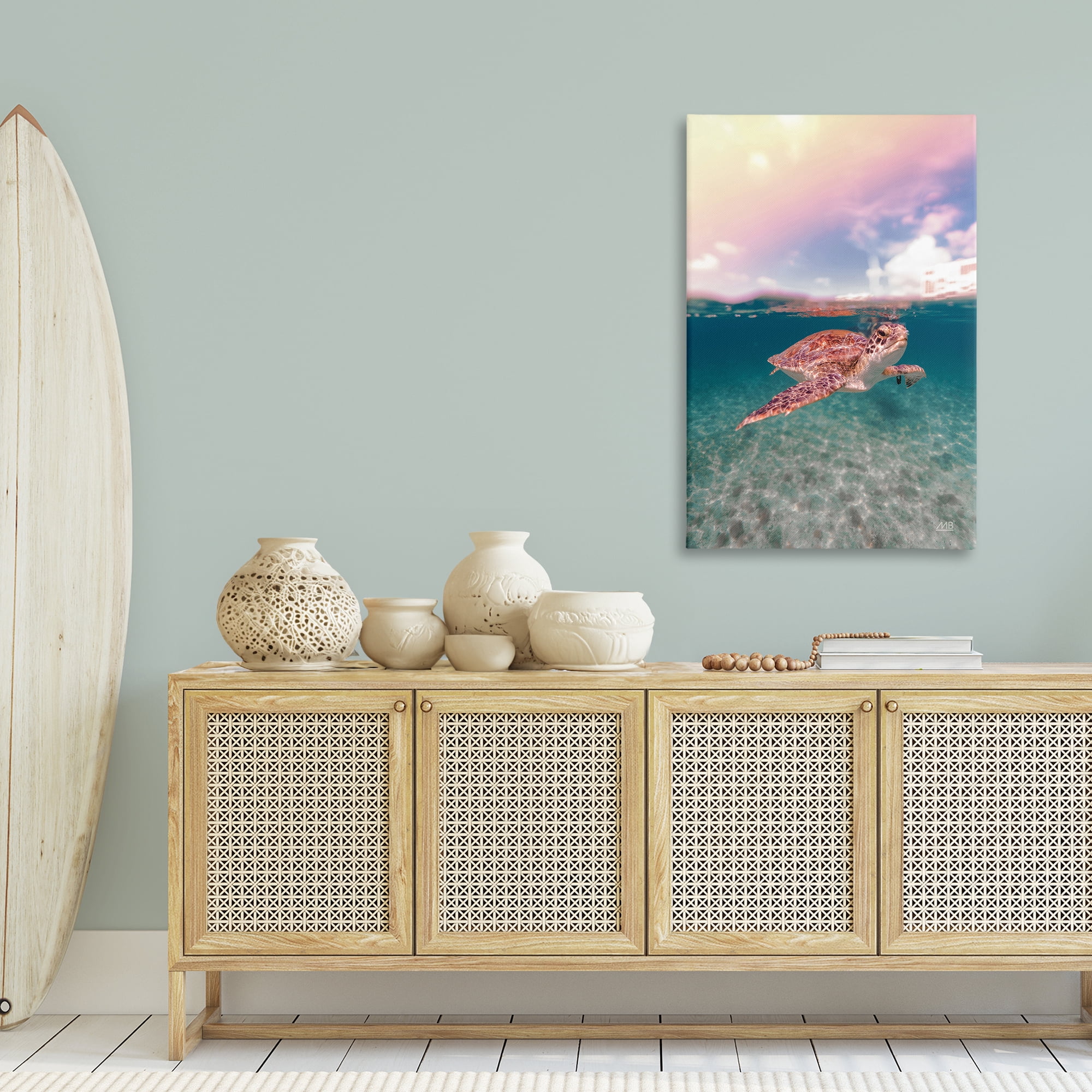 Stupell Industries Above & Below Sea Turtle Animals Photography Wrapped Canvas Art Print Wall Art, 30 x 45
