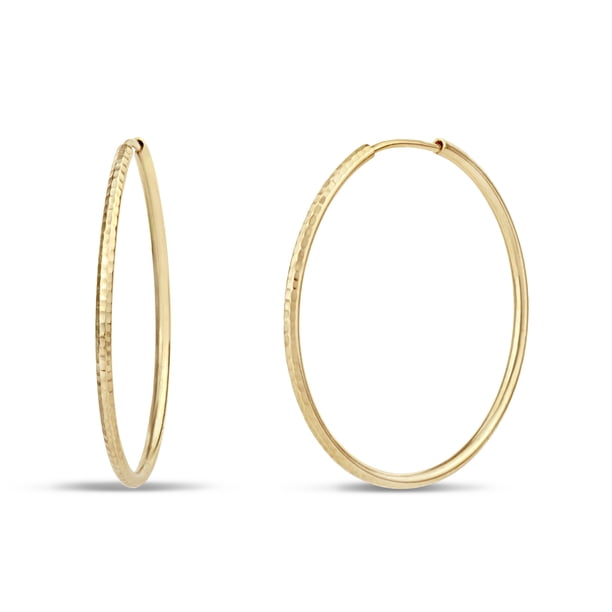 gold endless hoop earrings 18k