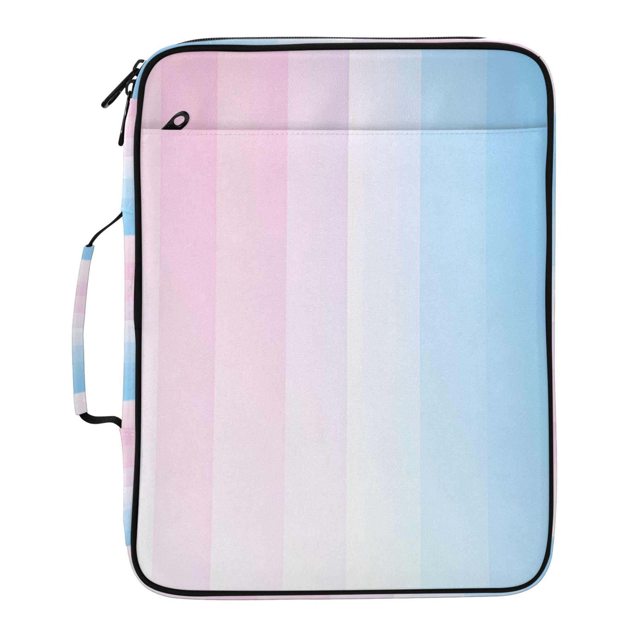 FORMRS Accordion File Folder A4 Size 7-Pocket Expanding Document Organizer Bag with 3 Ring Binder, Light Blue Stripes