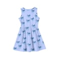 thumbnail image 5 of Grblisyd Girls Dresses Size 10-12 Coquette Bow Print Ruched Dresses Casual Crew Neck Sleeveless Priness A-line Dress, 5 of 5