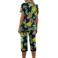 thumbnail image 6 of Womens Pajamas Set Short Sleeve V Neck Top with Capri Pants with Pockets Casual Sleepwear Pjs Loungewear Sets S-XXL, 6 of 6