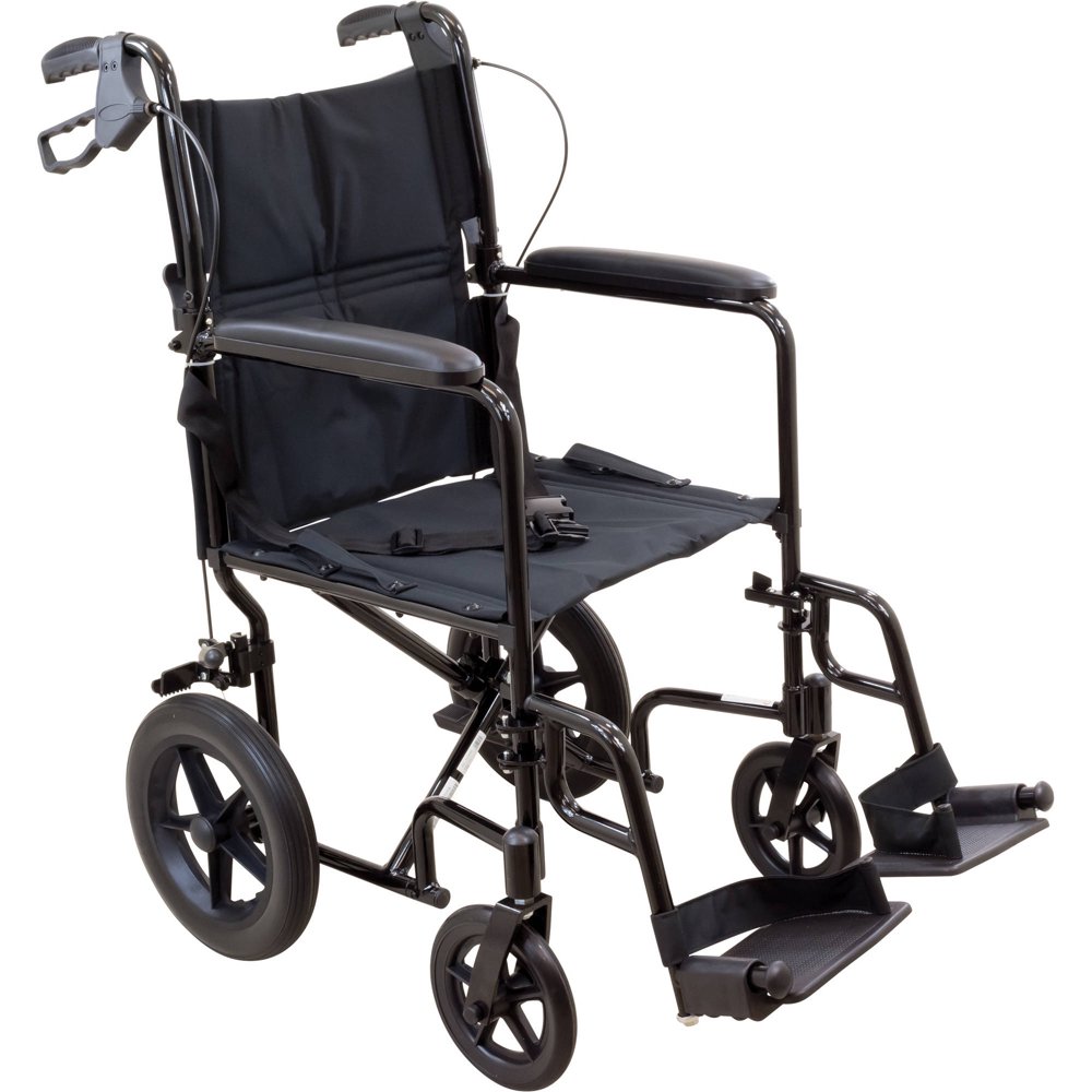 Roscoe Transport Wheelchair with 12" Rear Wheels and 19" Seat, Blue