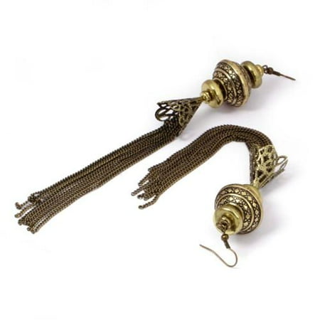 BMC Antique Gold Colored Ornate Chandelier Style Fashion Dangle Chain Earrings