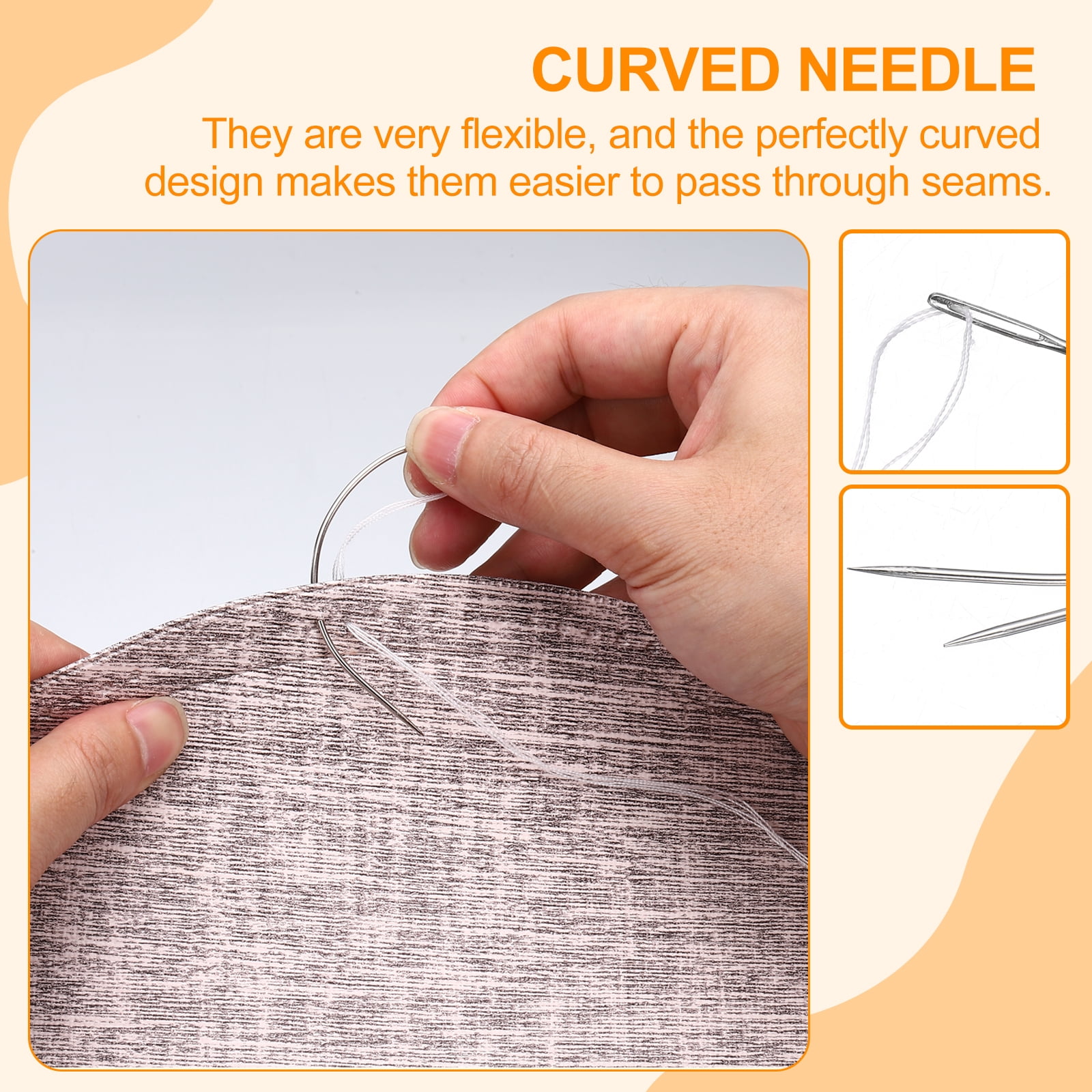 Uxcell 100Pcs Curved Needles 4" C Type Leather Hand Sewing Needle Upholstery Curved Weaving Awl for Carpet Leather Canvas Repairing Blocking Knitting Crafts, Silver
