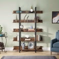 thumbnail image 6 of TribeSigns 5 Tiers Bookcase, 5-Shelf Industrial Style Etagere Bookcases and Book Shelves, Metal and Wood Free Vintage Bookshelf with Back Fence, 6 of 7