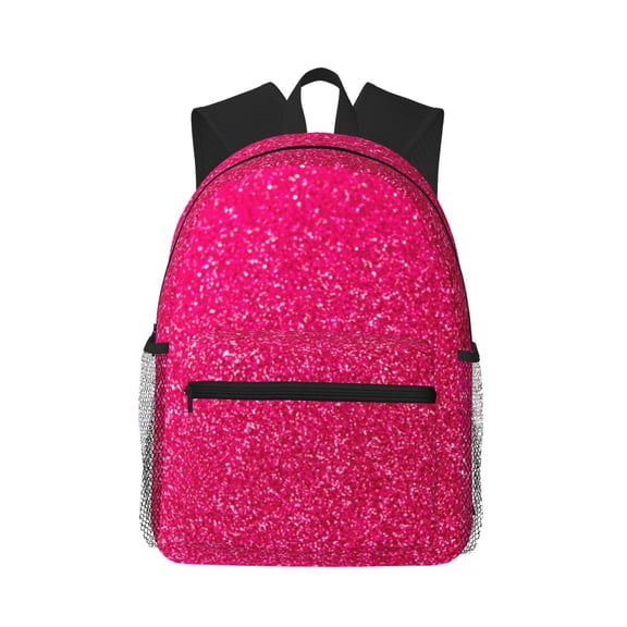 Picia Rose Red Glitter Large Capacity Backpack Classic Style Backpack Casual Backpack Water-Resistant School Work Travel Outdoor Backpack