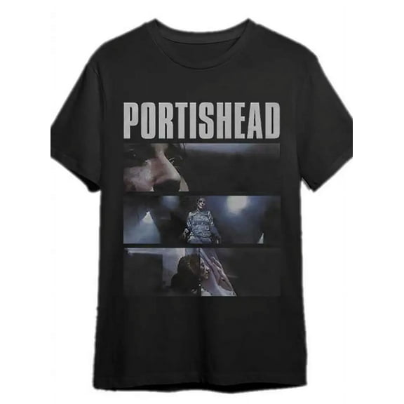 Portishead Men'S Black Graphic T-Shirt - " Dummy" & "Glory Times" Collage, Short Sleeve, Pure Cotton, Casual Style
