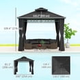 thumbnail image 3 of Outsunny Gazebo 9 Pieds x 10 Pieds à Double Toit Rigide avec Moustiquaires et Rideaux Noirs, 3 of 10
