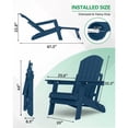 thumbnail image 4 of WINSOON Folding Adirondack Chair Five-Gear Adjustable Backrest, Adirondack Retractable Ottoman, Weather Resistant with Cup-Holder for Outdoor, Fire Pit, Patio, Garden, Lawn, 380lbs(Navy), 4 of 4