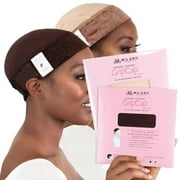 Milano Collection Chocolate Brown & Nude Adult Womens GripCap Wig Grip Band with Wig Cap, Solid Print, One Size, 2 Pack