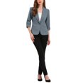 thumbnail image 2 of INSPIRE CHIC Shawl Lapel Blazer for Women 3/4 Sleeves Pocket Single Button Work Suit M Grey, 2 of 6