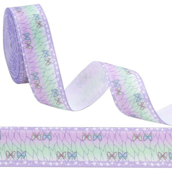 10 Yards Printed Grosgrain Ribbon Flat with Butterfly Pattern Wired Edge Ribbon for Gift Wrapping Party Decoration Ribbon Decorative Trim Hair Bows Crafts LilacLilac