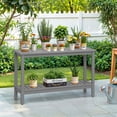 thumbnail image 4 of BuySphere Patio Console Table, Outdoor Solid Wood Side Table Multifunctional Buffet Bar Storage Organizer with Foot Sliders, 48in 2-Shelf,Grey, 4 of 31