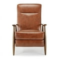 thumbnail image 6 of Solaris Caramel Faux Leather Wooden Arm Push Back Recliner Chair, 6 of 16