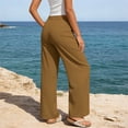 thumbnail image 4 of Miluxas Women's Solid Work Dress Pants Wide Leg High Elastic Waisted formal Business Trousers Long Straight Suit Pants with Pockets Brown, 4 of 8