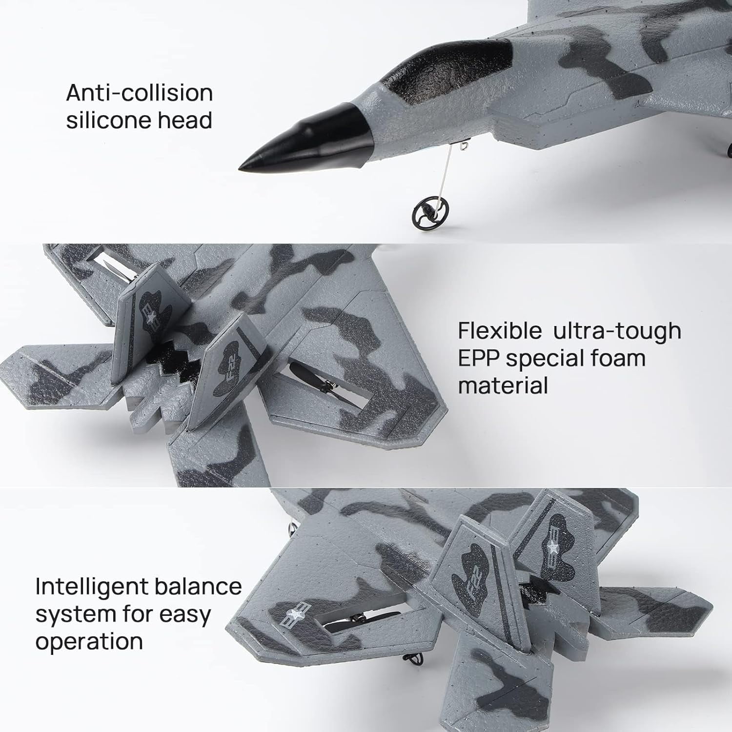 JoyStone F22 Raptor Jet Airplane Model, 2 Channels 2.4 GHz RC Plane Toy, Easy to Fly RC Glider for Kids Boys Girls Adults