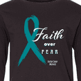 thumbnail image 4 of Inktastic Faith Over Fear Ovarian Cancer Awareness with Teal Ribbon Long Sleeve Youth T-Shirt, 4 of 5