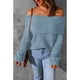 thumbnail image 3 of 2022 suéter de invierno para mujer, suéter suelto informal de manga larga con hombros descubiertos para el trabajo en casa, compras, citas, azul claro XXL, 3 of 6