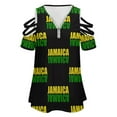 thumbnail image 4 of Jamaica Womens Summer V Neck Zipper Top Short Sleeve T Shirt Off Shoulder Top Casual Classy Loose Shirts, 4 of 7