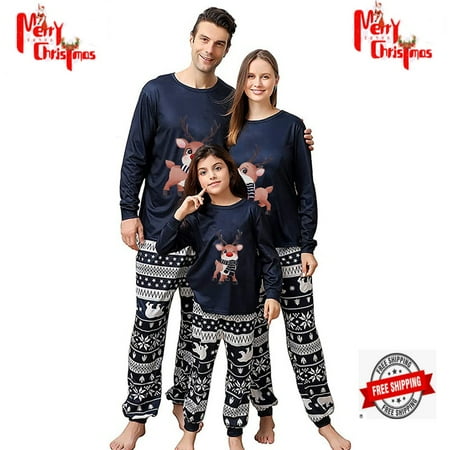

New Family Matching Pajamas Christmas Elk Print Christmas Sleepwear