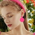 thumbnail image 6 of Multicolor 70s Retro Neon Earrings 80s Classic Round Earrings Lightweight Geometric Earrings for Women 80s Party Costume Accessory, 6 of 8