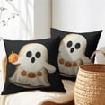 thumbnail image 5 of Ryan&nbsp; Halloween Throw Pillow Cover White Ghost Pumpkin Decorative Pillowcase Inch Set of 2 Holiday Cushion Covers Happy Halloween Spooky Black Pillow Protector for Home Sofa Patio Bedroom, 5 of 8