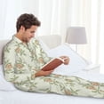 thumbnail image 6 of Naloa Rose Men’s Pajamas Set - Long Sleeve Button Down Sleep Shirt and Pajama Bottoms Sleepwear Set-XX-Large, 6 of 7