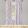 thumbnail image 5 of Ambesonne Cartoon Window Curtains, Cartoon Bear and Bunny Art, Each 28" W x 63" L, Pale Pink Blue Rose, 5 of 5