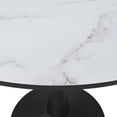 thumbnail image 3 of LeisureMod Round Dining Table Modern 40" MDF Wood Tabletop with Steel Pedestal Base for Kitchen and Living Room Bristol Series in Marbled White, 3 of 10