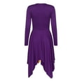 thumbnail image 4 of ranrann Women's Long Sleeve Liturgical Worship Dance Dress Irregular Hem Praise Lyrical Dancewear Purple M, 4 of 5