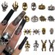 thumbnail image 1 of 72 piezas de dijes de uñas de Halloween 3D dorados y plateados para decoración de uñas, suministros de uñas punk retro gótico vintage, diseño de calabaza, araña y esqueleto mezclado para man, 1 of 5