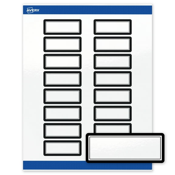 Avery Labels, 1" x 2-5/8", Double Black Border, Glossy White, 160ct