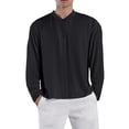 thumbnail image 1 of 2025 Camisa de manga larga con media cremallera para hombre: corte holgado, tejido transpirable, prenda interior deportiva - M-XXXL, 1 of 6