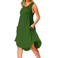 thumbnail image 1 of MAWCLOS Robe d'Été de Plage pour Femme, Robe Midi de Plage, Cache-Maillot, Robe Débardeur Sans Manches, Caftan, Fête, Col Rond, Vert Armée, P, 1 of 2