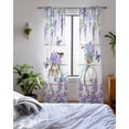 thumbnail image 3 of Purple Flowers Sheer Curtains 84 Inch Length 2 Panels Set for Living Room/Bedroom, Weeping Spring Floral Bicycle Wooden Kitchen Curtains Grommet Semi-Sheer Curtains Drapes Window Treatments 42"x84"x2, 3 of 7